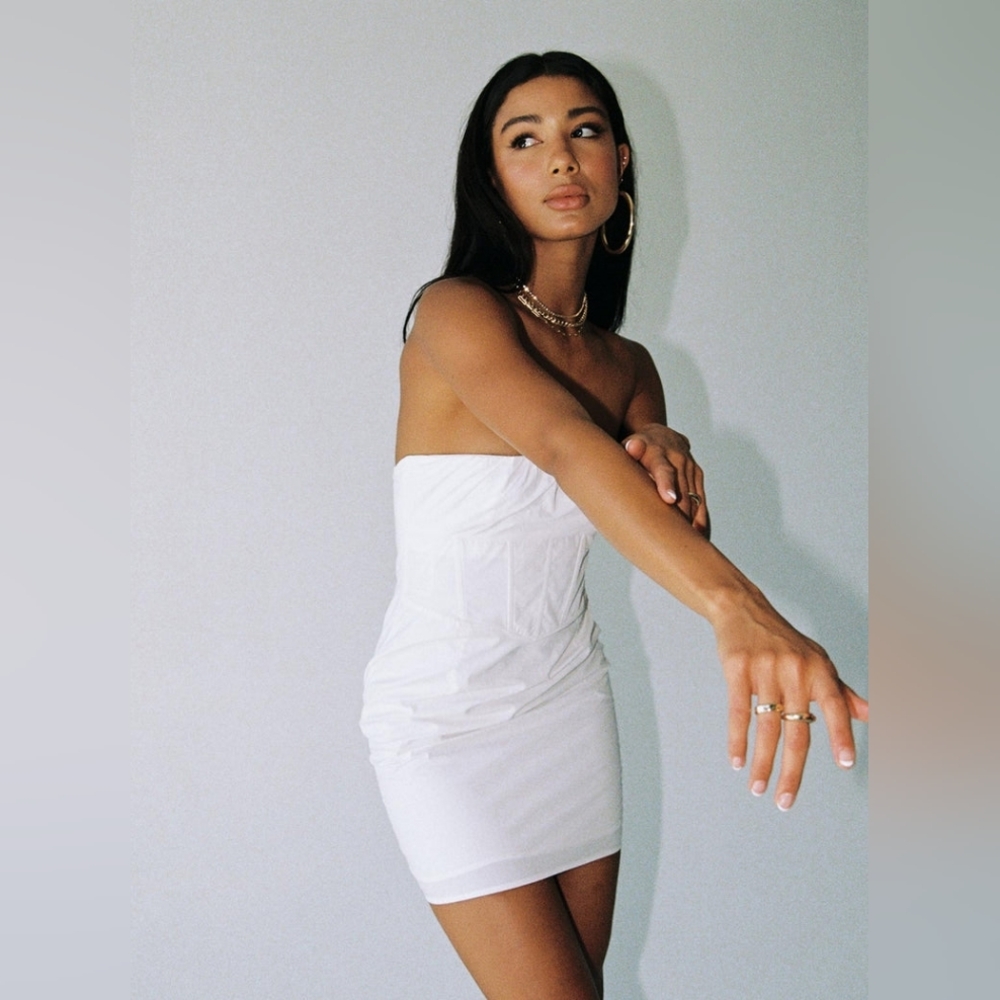 Princess Polly White Ivy Bustier Corset Strapless Mini Dress 8